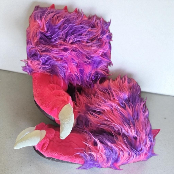 Lazy One Monster White Claw Paw Pink Halloween Costume Night Time  Cozy Slippers - Picture 16 of 16
